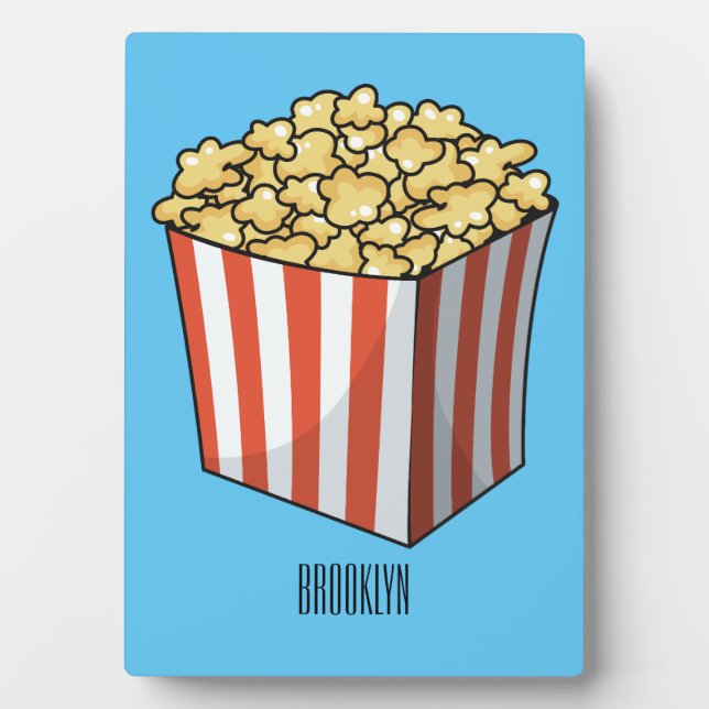 Plaque Photo Illustration de dessin animé Popcorn (Devant)