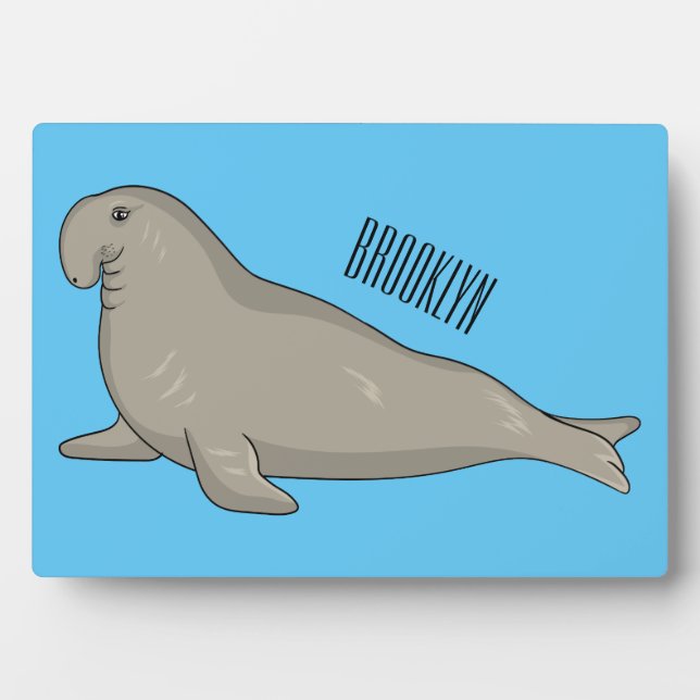 Plaque Photo Illustration de dessin de phoque éléphant (Devant)