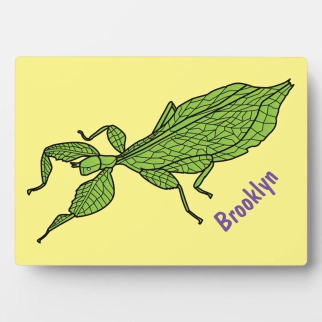 Plaque Photo Illustration de dessin d'insecte des feuilles vert (Devant)