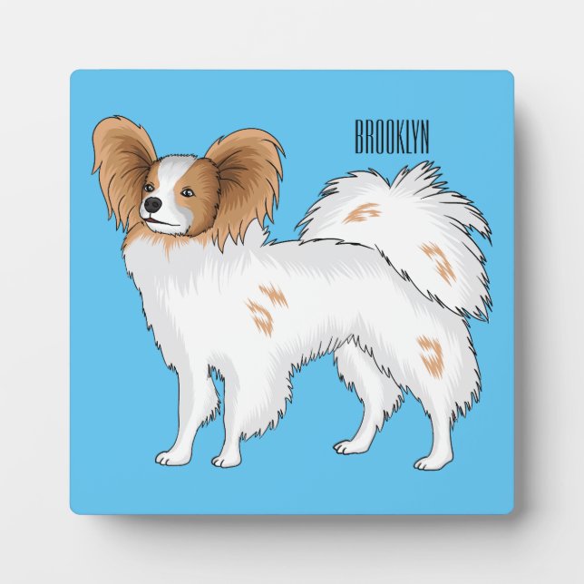 Plaque Photo Illustration de dessin pour chien de Papillon (Devant)