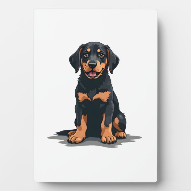 Plaque Photo Illustration de dos de chien noir et bronzé vintag (Devant)