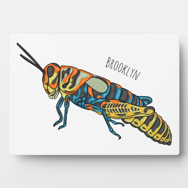 Plaque Photo Illustration de la caricature de la sauterelle en  (Devant)