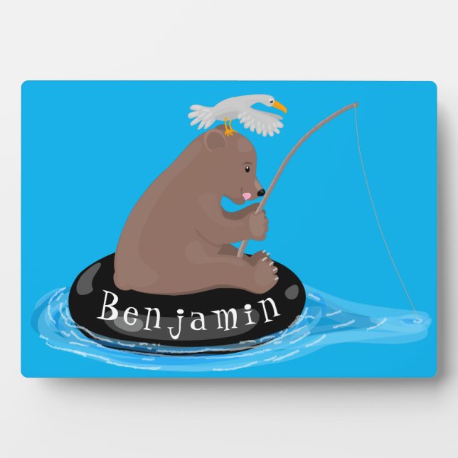Plaque Photo Illustration de la pêche de l'ourson mou (Devant)