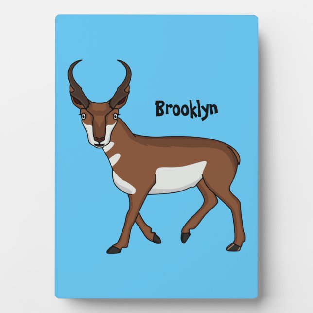 Plaque Photo Illustration de l'antilope Pronghorn (Devant)