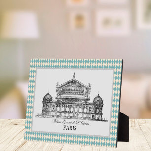 Plaque Photo Illustration de l'Opéra vintage de Paris Arlequin