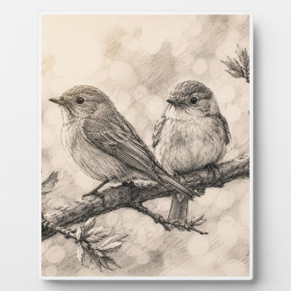 Plaque Photo Illustration de Mur d'Oiseaux de la Forêt Vintage