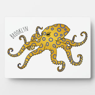 Plaque Photo Illustration de poulpe à anneau bleu