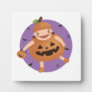 Plaque Photo Illustration d'Halloween : Fille Citrouille