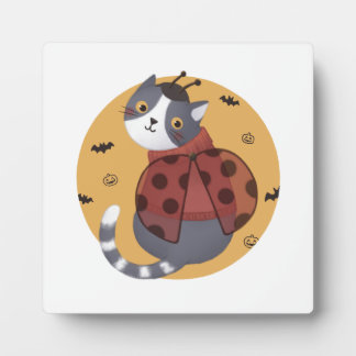 Plaque Photo Illustration d'Halloween : Ladybug Cat