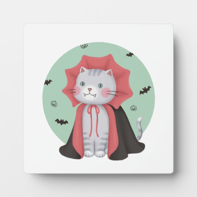 Plaque Photo Illustration d'Halloween : Vampire Cat (Devant)