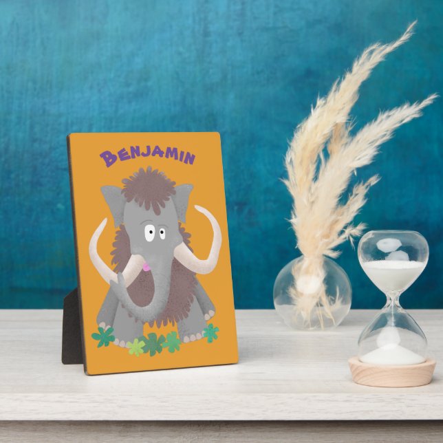 Plaque Photo Illustration drôle de mammouth laineux (Côté)