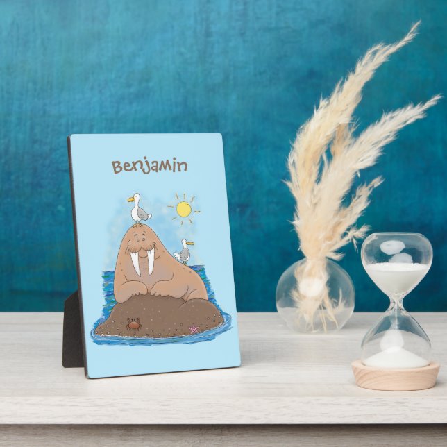 Plaque Photo Illustration drôle de morse joyeux (Côté)