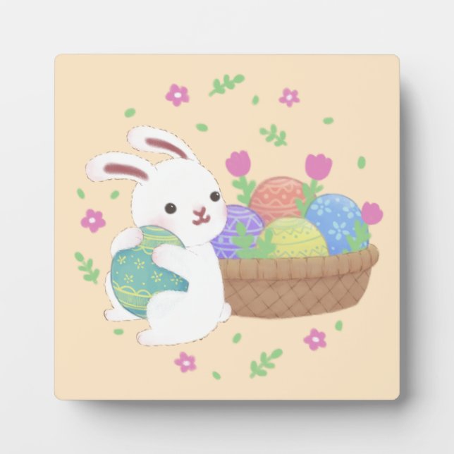 Plaque Photo Illustration du lapin de Pâques mignon (Devant)