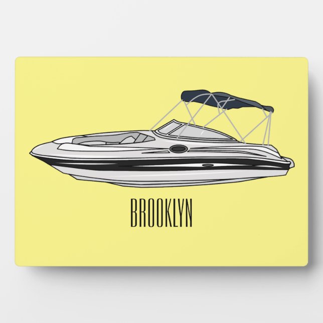 Plaque Photo Illustration d'un bateau à moteur (Devant)