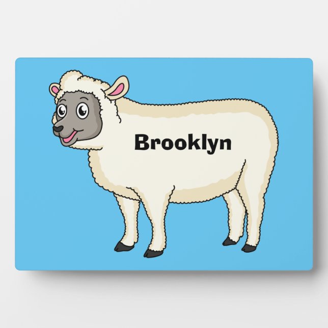 Plaque Photo Illustration d'un mouton joyeux (Devant)