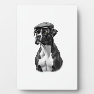 Plaque Photo Illustration Graphique Monochrome de Boxer Vintage