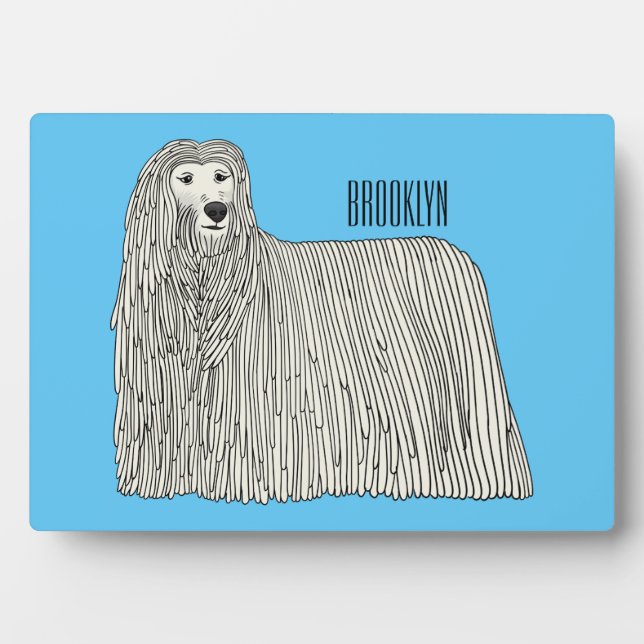 Plaque Photo Illustration Komondor pour chien (Devant)