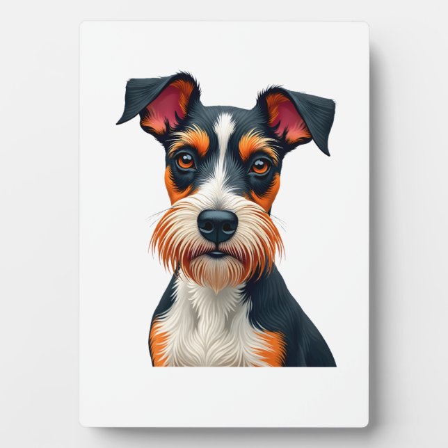 Plaque Photo Illustration Rétro Portrait de Chien Coloré Vintag (Devant)