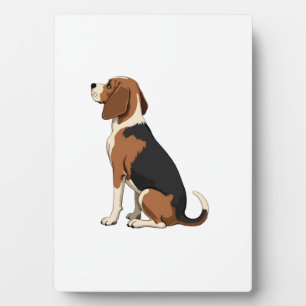 Plaque Photo Illustration vue arrière du chien Beagle vintage A