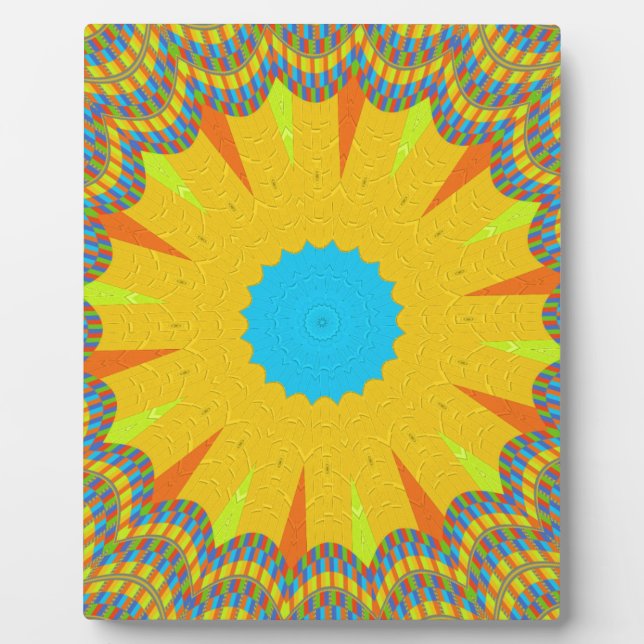 Plaque Photo Impression Cyan et Gold Mandala Art (Devant)