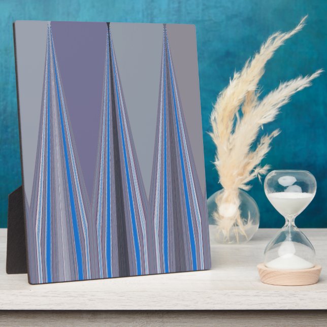 Plaque Photo Impression d'art en chevron bleu, violet, gris (Côté)