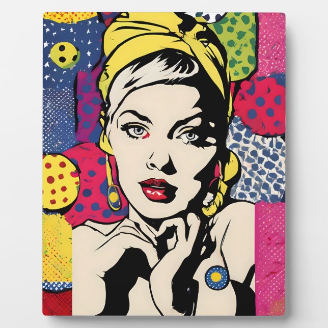 Plaque Photo Impression de portrait de femme dans le style Pop  (Devant)