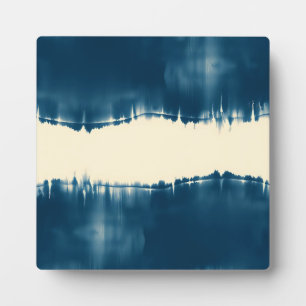 Plaque Photo Indigo Shibori Abstrait Moderne Horizontal