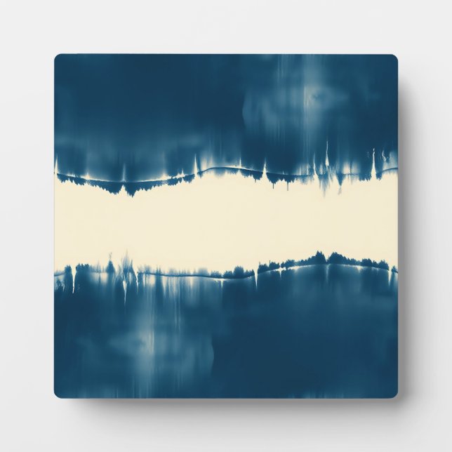 Plaque Photo Indigo Shibori Abstrait Moderne Horizontal (Devant)