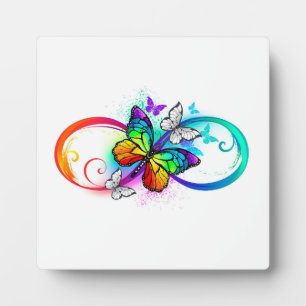Plaque Photo Infini brillant avec papillon arc-en-ciel