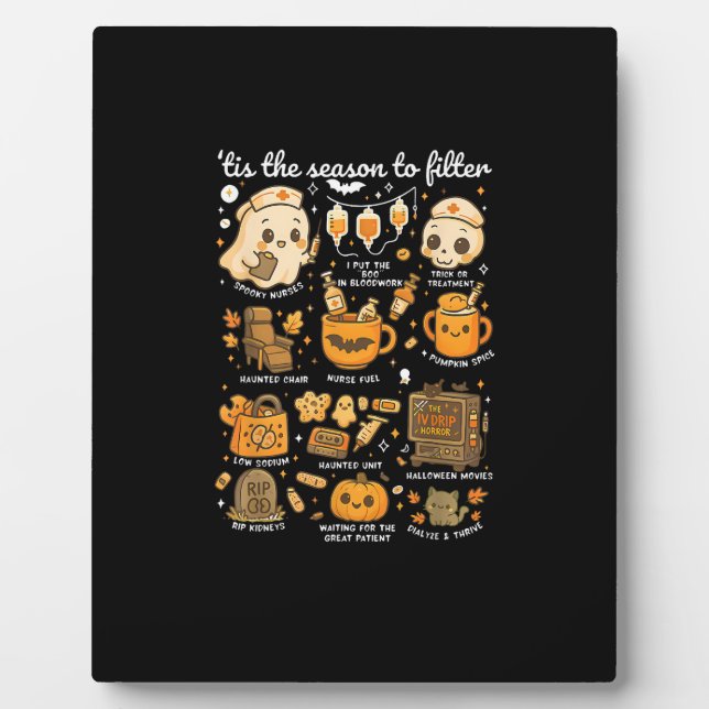 Plaque Photo Infirmière de dialyse C'est la saison d'Halloween (Devant)