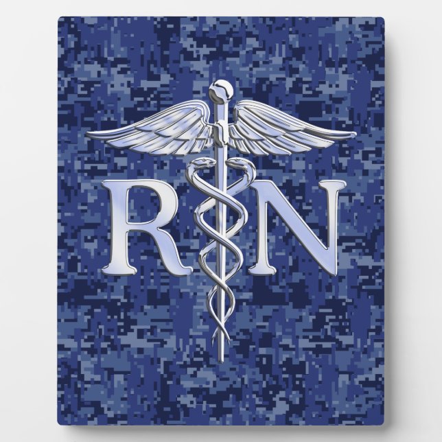 Plaque Photo Infirmière inscrite RN Silver Caduceus sur Camo de (Devant)