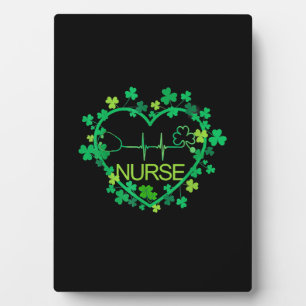 Plaque Photo Infirmière Shamrock cardiaque - Nurs de la Saint P