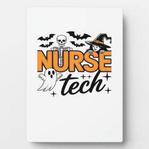 Plaque Photo Infirmière technicienne - Halloween - avec squelet