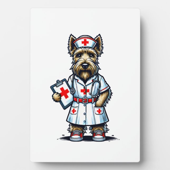 Plaque Photo Infirmière Terrier Écossais (Devant)