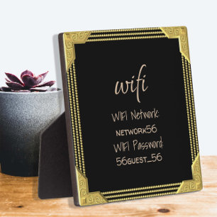 Plaque Photo Informations WIFI du visiteur Mot de passe Gold Fr