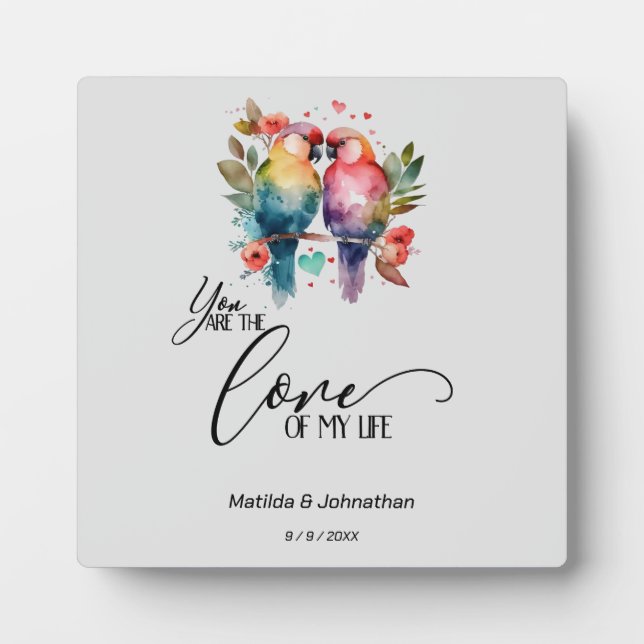 Plaque Photo Inséparables. Tu es l'amour de ma vie ! (Devant)