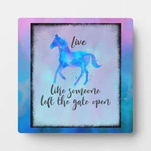 Plaque Photo Inspirational Quote with a Horse Running Free