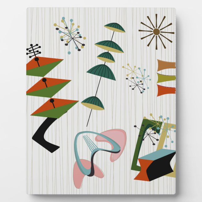 Plaque Photo Inspiré de l'ère rétro Eames atomique (Devant)