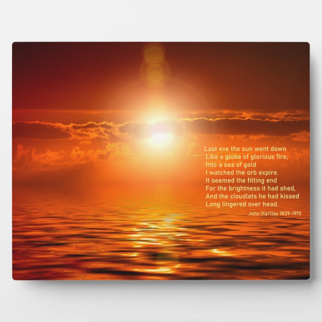 Plaque Photo Inspiré Sunset Orange Golden Sky Sea Gold (Devant)
