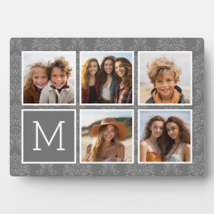Plaque Photo Instagram en lin et gris 5 Photo Collage Monogramm