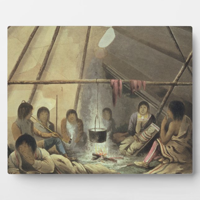 Plaque Photo Interior of a Cree Indian Tent, March 25th 1820, f (Devant)