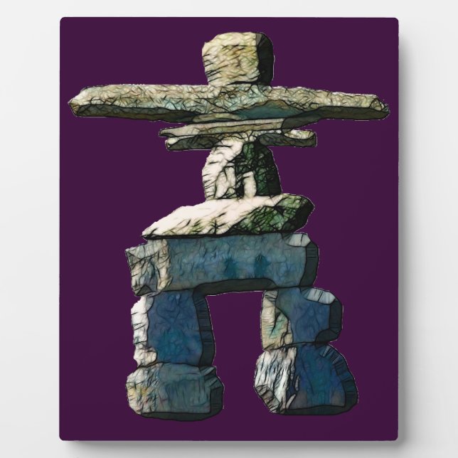 Plaque Photo Inukshuk Native American Spirit Stones (Devant)