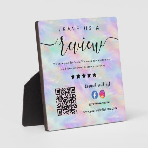 Plaque Photo Iridescente Opal Stylish Qr Code Laissez-Nous Un A