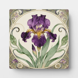 Plaque Photo Iris Violet Art Nouveau