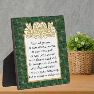 Plaque Photo Irish Prayer Celtic Border and Tartan  