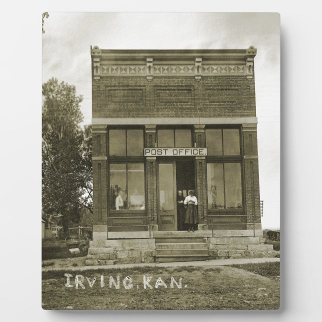 PLAQUE PHOTO IRVING KANSAS POST OFFICE PHOTO MARSHALL COUNT KS (Devant)
