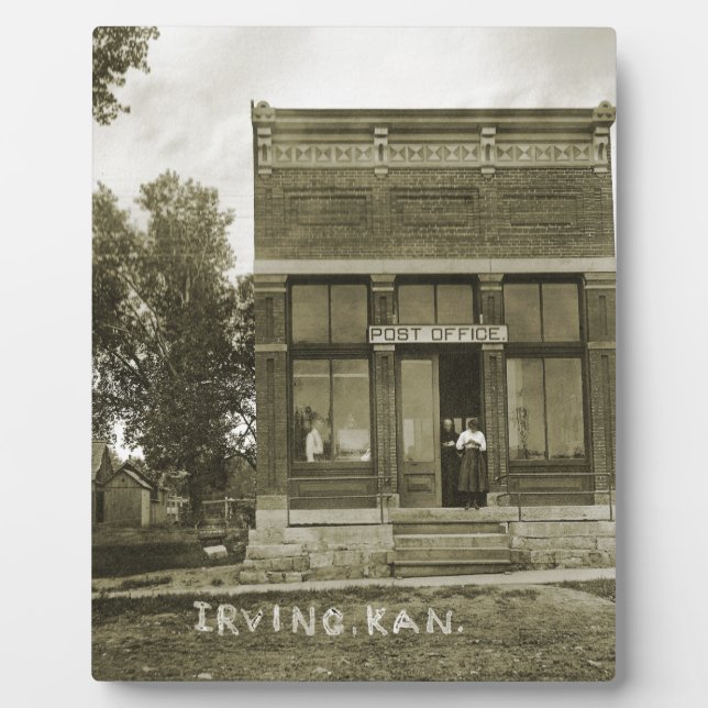 PLAQUE PHOTO IRVING KANSAS POST OFFICE PHOTO MARSHALL COUNT KS (Devant)