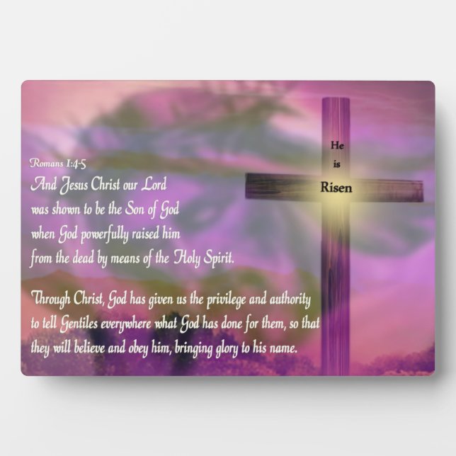 Plaque Photo Is Risen - Religious Easter Bible Verse (Devant)