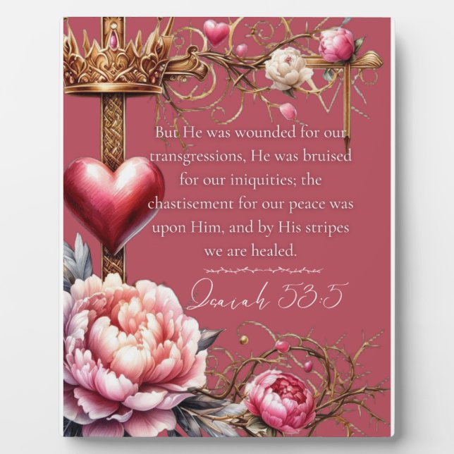 Plaque Photo Isaiah 53:5 Healing Scripture | Watercolor Pink (Devant)