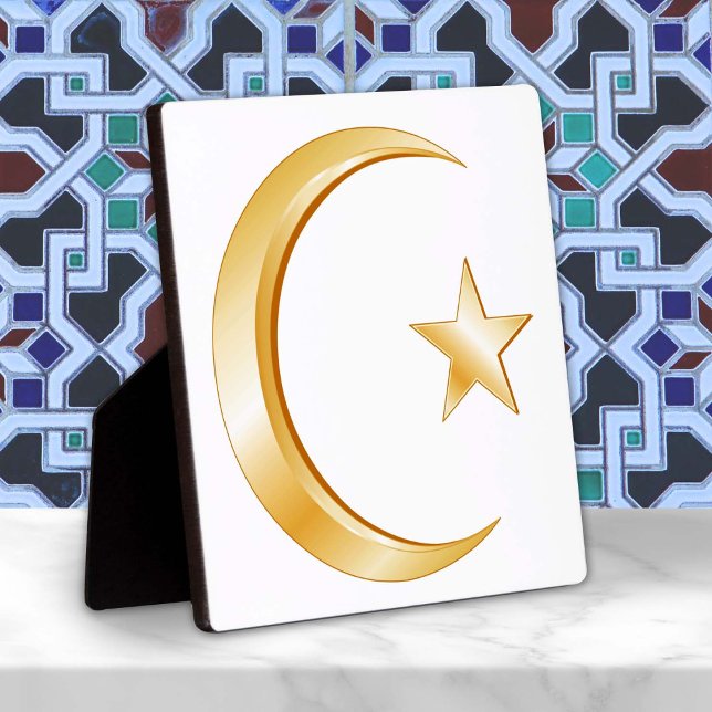 Plaque Photo Islam (Crescent moon and star, symbol of Islam. )